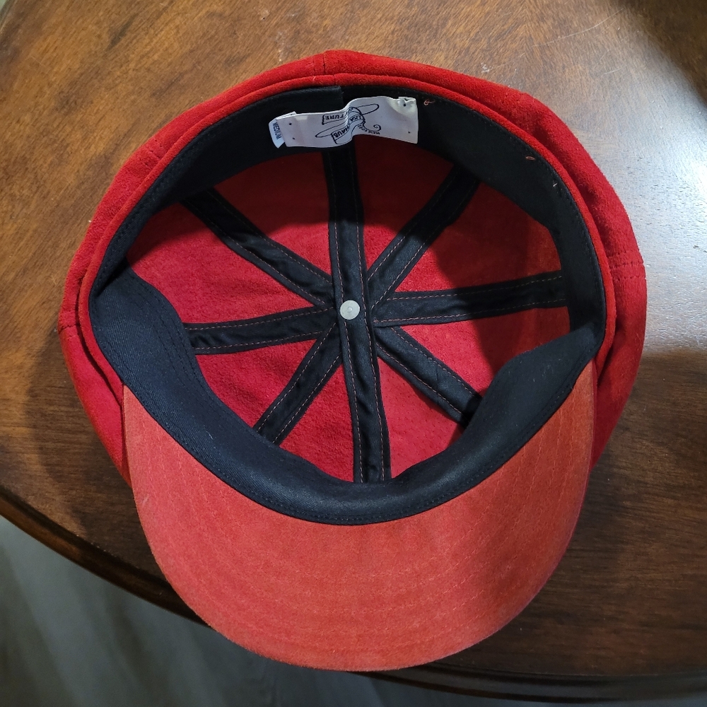 Newsboy Bakerboy Gatsby Cap Red Suede Medium - Picture 6 of 12